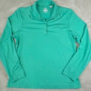 Cutter & Buck Womens XL Green CB DryTec 50+ Golf Long Sleeve Polo Shirt